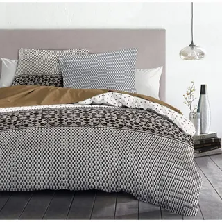 Home Linge Passion Bettbezug – 3-teilig | 100% Baumwolle – 57 Fäden | Doppelbett – 240 x 260 cm | Nacht Berbere Grau Taupe