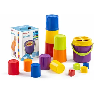Miniland Sortier- und Stapelspielzeug, Montessori-Spielzeug für 1-Jährige, Spielzeug für Jungen ab 2 Jahren, Kinderbecher, Babyspielzeug für 1-Jährige, Formensortierer, Spielzeug aus Spanien | Giantte