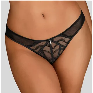 Tanga LASCANA, Damen, Gr. 44/46, schwarz, Spitze, Obermaterial: 49% Polyamid, 36% Polyester, 15% Elasthan, Unterhosen Tanga, mit dekorativen Satinbändern, transparente Unterwäsche, Reizwäsche, Topseller