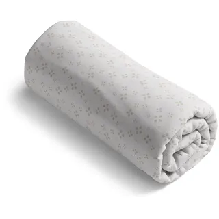 Pure Cotton Spannbettlaken, 60 x 120 x 14 cm – Matratzenschoner integriert, EIN Satin-Spannbettlaken, 100% Baumwolle, Mako Satin, Fadendichte 200, weich, pflegeleicht 40 °C, Oeko-TEX® – weiß/Taupe