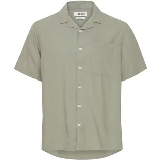 Kurzarmhemd SOLID "Kurzarmhemd SDAllan", Herren, Gr. L, N-Gr, grün (vetiver), Obermaterial: 58% Leinen LI. 42% Viskose CV., Hemden Kurzarmhemd