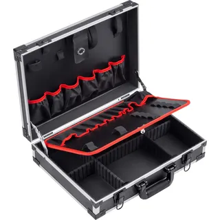 Meister Craft Meister Werkzeugkoffer leer - 460 x 320 x 140 mm - Individuelle Fachaufteilung - 15 Werkzeugtaschen - Mit Gummibändern - 15 kg Tragkraft - Stabiler Alu-Koffer / Werkzeugkiste / Organizer / 9095070