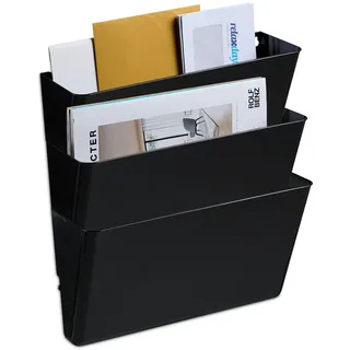 Relaxdays 3Xzeitschriftenhalter , Schwarz , Kunststoff , 33x19x10.5 cm , Wohnzimmer, Kleinmöbel, Zeitungsständer