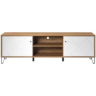 trendteam Touch Lowboard 183 x 56 x 40 cm Weiß/Eiche Holz