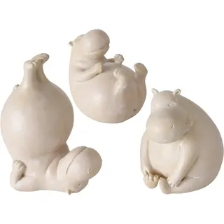 Boltze Figur Hippo 3-fach Sortiert 12 cm x 7 cm x 9 cm Beige