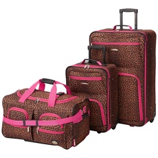 Rockland Vara Softside Gepäck-Set, 3-teilig, pink Leopard, 3-Piece Set (20/22/28), Vara Softside Gepäckset 3-teilig