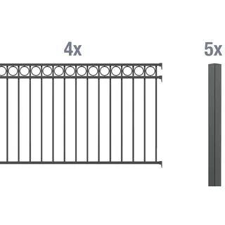 GAH Alberts Alberts Zaunkomplettset Circle, zum Einbetonieren anthrazit Höhe 100 cm Länge 8 m