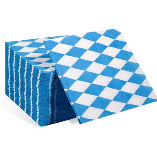 60 Stück Oktoberfest Servietten - Bayrische Deko, 33 * 33cm Servietten Blau Weiß Oktoberfest Deko für Das Münchner Oktoberfest Grillfeste und Andere Feiern, Oktoberfest Partyzubehör