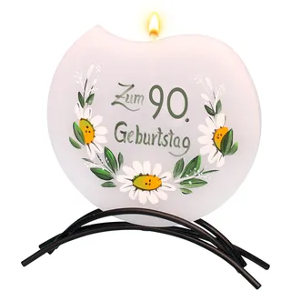 Dekohelden24 Hochwertige Geburtstagskerze, mit Motiv 90. Geburtstag 16 x 16 cm