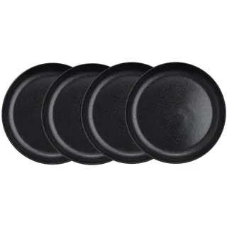 Butlers Pastateller 4er-Set Casa Nova 23 cm , Schwarz , Keramik , 23x3.5x23 cm , Geschirr, Teller, Speiseteller