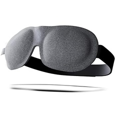 SMUG Schlafmaske für Männer und Frauen 100% Verdunkelung | Passt bei verlängerten Wimpern | 3D-geformtes Design für tiefen Schlaf | Klettverschluss für Komfort & Justierung | Grau meliert