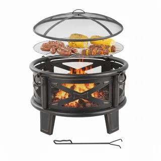 Relaxdays Feuerschale Ø 66 cm Schwarz/Bronze