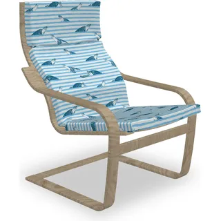 ABAKUHAUS Gestreift Poäng Sessel Polster, Turtle Blau Aquatic, Sitzkissen mit Stuhlkissen mit Hakenschlaufe und Reißverschluss, blau Navy - Blau