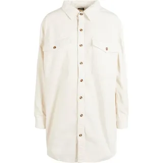 URBAN CLASSICS Ladies Long Corduroy Overshirt whitesand