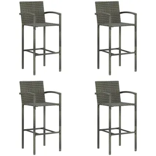 vidaXL Barhocker 4er set Grau Poly Rattan , Kunststoff , Rechteckig , 56x118x52 cm , Gartenmöbel, Gartensessel, Gartenhocker