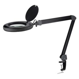 lumeno Lupenleuchte LED, mit großer 152 mm Echtglaslinse, einstellbare Helligkeitsstufen, geeignet als Arbeitsleuchte, Lupenlampe, Lesehilfe, 5 Dioptrien dimmbar,