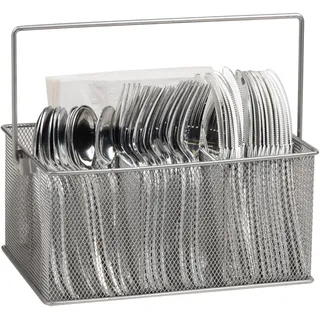 Mind Reader Utensilienhalter, Besteck-Organizer, Besteckhalter, Küche, Metallgitter, 25,4 cm L x 17,8 cm B x 12,9 cm H, Silber