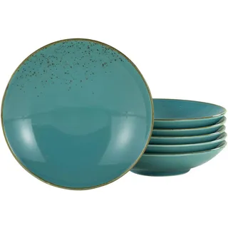 Creatable Suppentellerset , Türkis , Keramik , 6-teilig , rund , Geschirr, Teller, Teller-Sets