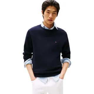 Tommy Hilfiger Herren Pullover Essential Cotton Crew Neck aus Baumwolle, Blau (Desert Sky), L