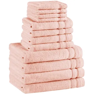 Comfort Spaces Handtuch-Set für Badezimmer, 12-teiliges Luxus-Badetuch-Set, 4 Handtücher für Badezimmer, 4 Waschlappen, 4 große Badetuch-Sets, 100% Baumwolle, schnell trocknendes Handtuch, Zero
