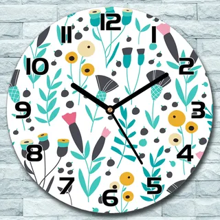 Wanduhr aus Glas Rund fi 30 Skandinavischer Stil Quarz Deko Schlafzimmer Büro - Blau