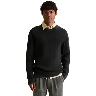 Rundhalspullover MARC O'POLO DENIM "loose fit mit speziellem Farbeffekt", Herren, Gr. XXL, schwarz, Strick, Obermaterial: 100% Baumwolle, loose fit, Rundhals, Rippbündchen, Pullover Rundhalspullover