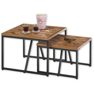 Stolkom Couchtisch LOLA 2-er Set Massivholz Teak recycelt mit Muster