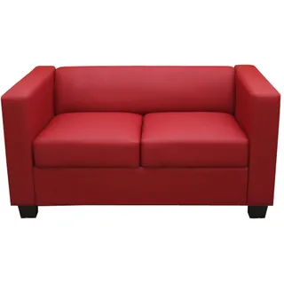 Mendler 2er Sofa Couch Loungesofa Lille Leder, rot