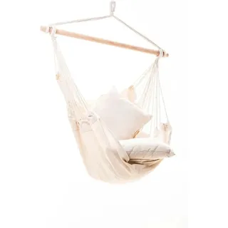 Jet-Line Hängesitz Relax IV in Beige mit Holzaufhängung und Zwei Kissen