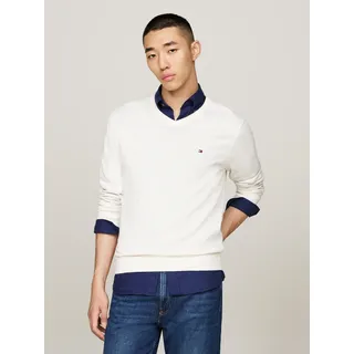 Tommy Hilfiger Strickpullover »ESSENTIAL COTTON V NECK« TOMMY HILFIGER Ivory