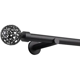 deco-raum Vorhangstange Kugel 1-läufig Ø 25 mm 450 cm Schwarz-matt