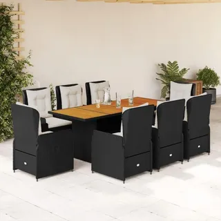 IKAYAA Polyrattan Sitzgruppe 8 Personen, Gartenmöbel Set mit Tisch & Verstellbaren Hochlehner Stühlen, Essgruppe inkl. Sitzkissen