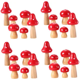 TOYANDONA 24 Stück Holz Pilz Pilz Deko Mini Pilz Holzteile zum Basteln Mini Pilz Deko