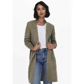 Longstrickjacke ONLY "ONLJADE L/S CARDIGAN KNT NOOS", Damen, Gr. XS, grau (colorot caribou melang), Rippstrick, Obermaterial: 81% Polyacryl, 19% Polyester, meliert, ca. Mitte Oberschenkel, V-Ausschnitt, Strickjacken Longstrickjacke