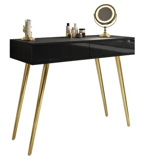 lookway Sienna Konsolentisch 100x81x42 cm Gold/Schwarz Hochglanz