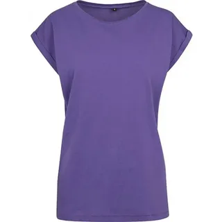 Build Your Brand Damen T-Shirt Ladies Extended Shoulder Tee, lang geschnittenes T-Shirt für Frauen, Baumwolle, Ultraviolet, M