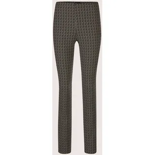 Schlupfhose MADELEINE "Hose Bootcut-Hose mit Allover-Print", Damen, Gr. 18, N + K Gr, schwarz (schwarz, cappuccino), Obermaterial: 36% Polyamid PA. 32% Polyester PES. 27% Baumwolle CO. 5% Elasthan EL., Modern, Hosen Schlupfhose, Jacquard-Schlupfhose mit Boot-Cut