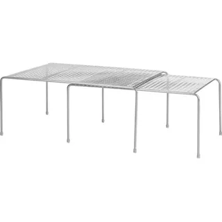 Küchenregal Geschirrablage ausziehbar Organizer Küche mDesign 2-teilig Silber