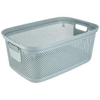 keeeper Wäschekorb in Strick-Optik, Seitengriffe, Luftdurchlässig, Kunststoff, 53 x 34,5 x 22,5 cm, Bosse, Blau (Nordic Blue)