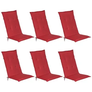 Beautissu Hochlehner Auflage 120 x 50 x 6 cm rot 6-tlg.