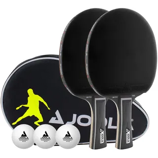 Joola Tischtennis Set Black Duo PRO 2 Tischtennisschläger + 3 Tischtennisbälle + Tischtennishülle, schwarz, 6-teilig