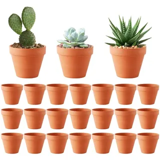 HRKVSK 24 Stück Tontöpfe Klein, 5 X 5.5 cm Terracotta Blumentopf, Tontöpfe Zum Basteln, Terrakotta Töpfe, Blumentopf Ton, Mini Blumentöpfe, Tontopf für Drinnen und Draußen Dekorieren