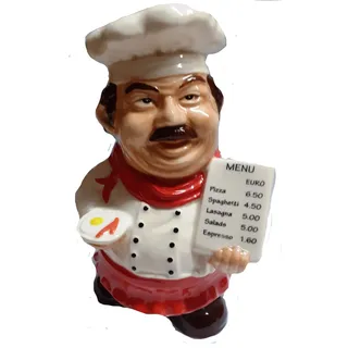 B2SEE LTD Große Keramik - Koch Chef Cookie Kneipe - Spardose - Sparschwein - Tresor - Geschenk Figur Originell Eyecatcher Geld ca 22 cm Dia