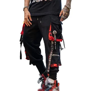 Hello MrLin Herren Techwear Hosen Hip Hop Jogger Cargo Pants Baggy Streetwear Punk Hose