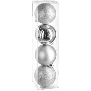 ATMOSPHERA CREATEUR D'INTERIEUR Weihnachtskugel 80 mm x 4 Silber