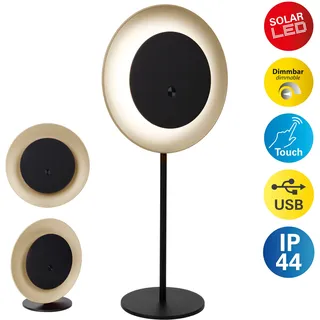 LED Solarleuchte NÄVE "Solan", beige, B:11,8cm H:41,5cm L:20cm, Leuchten, LED Solarleuchte, 4in1 Akku-Solar-Tisch-Hängeleuchte, Touchschalter, USB, dimmbar