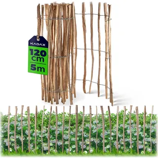 KADAX Zaun aus Hasel "Karo", witterungsbeständige Staketen, Naturprodukt, abstand 7-9cm, 120cm