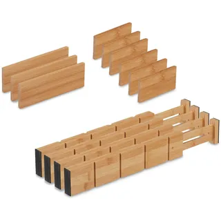 Relaxdays Schubladentrenner 34 bis 43,5 cm 13-tlg. natur