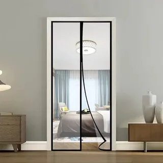 Alyseldy Transparenter isolierter Türvorhang, Modern, Magnetische Thermo-Türabdeckung, Bildschirmtür, Selbstschließend, Sichtschutztür, Freihändig, Passend für Türen bis zu 86.4x203.2 cm, Transparent