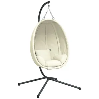 vidaXL Hängesessel Ei-Design mit Ständer Beige Stoff und Stahl